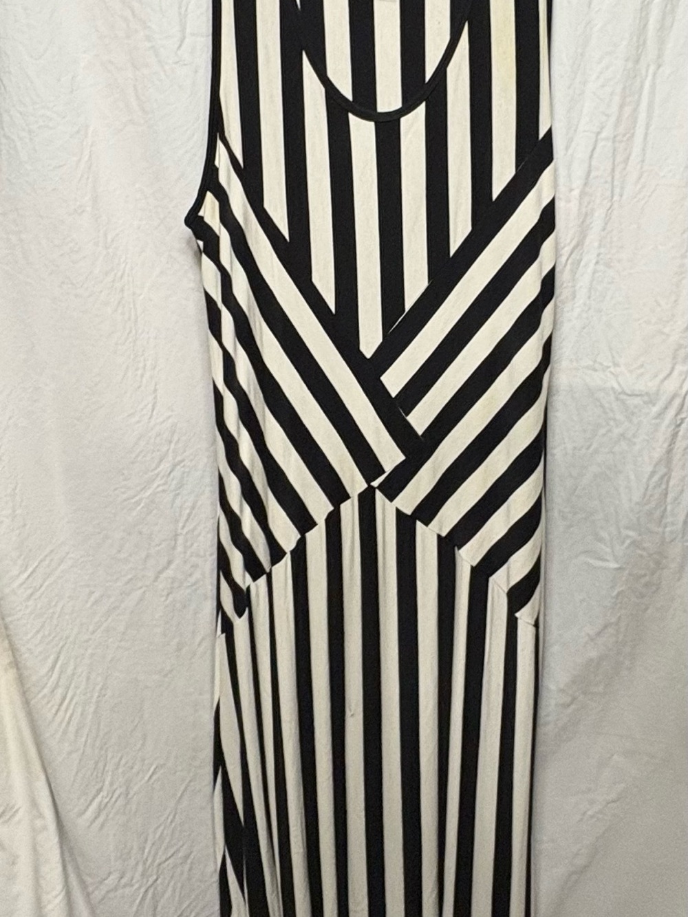 Ashley Stewart Black and White Striped Maxi Dress Fitted